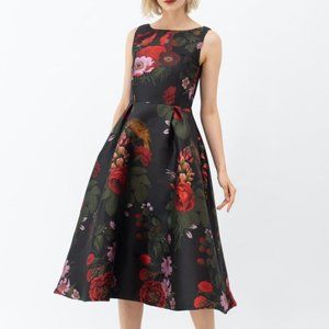 Rose Jacquard Sleveless Midi Dress